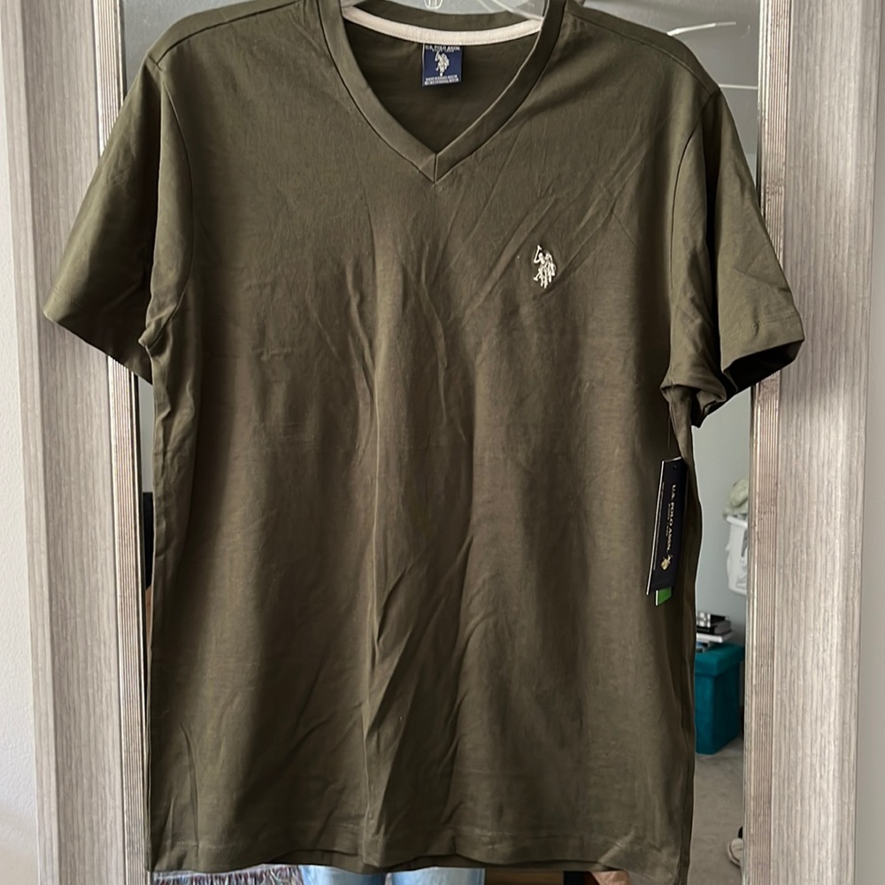 Brand New Army Green Polo V-Neck Men’s T-Shirt